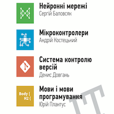 15×4: Нейронні мережі; Мікроконтролери; Система контролю версій; Мови і мови програмування